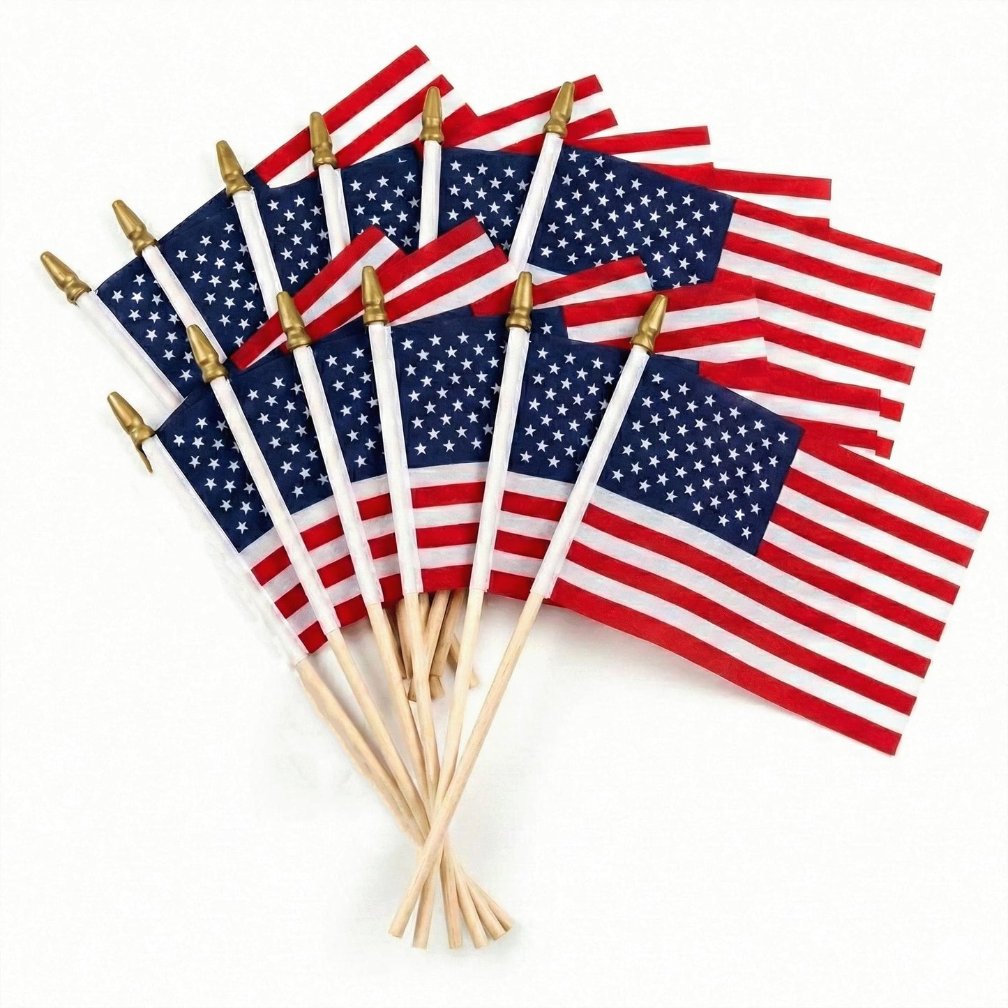 Small American Flags on Stick 4x6 Inch Mini American Flags Pack of 12 Handheld US Flags with Wooden Staff and Gold Spear Tip for Parades Classroom Events Patriotic Celebrations
