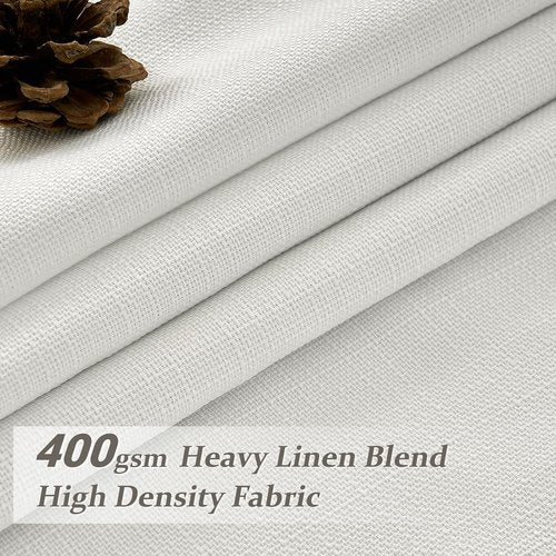 100% Blackout Linen Curtains by [Brand Name] - 96 Inch Modern Pinch Pleated Off Beige Drapes for Sliding Glass Doors
