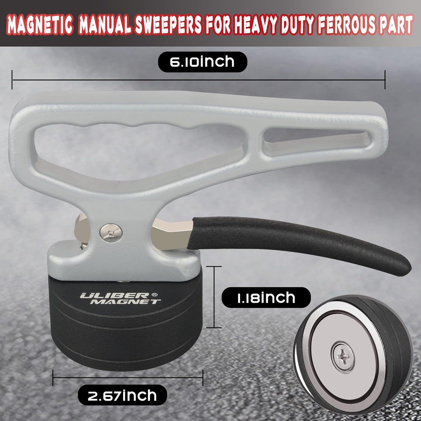 ULIBERMAGNET Heavy Duty Magnetic Pickup Tool - Quick Release Portable Collector with Ergonomic Handle