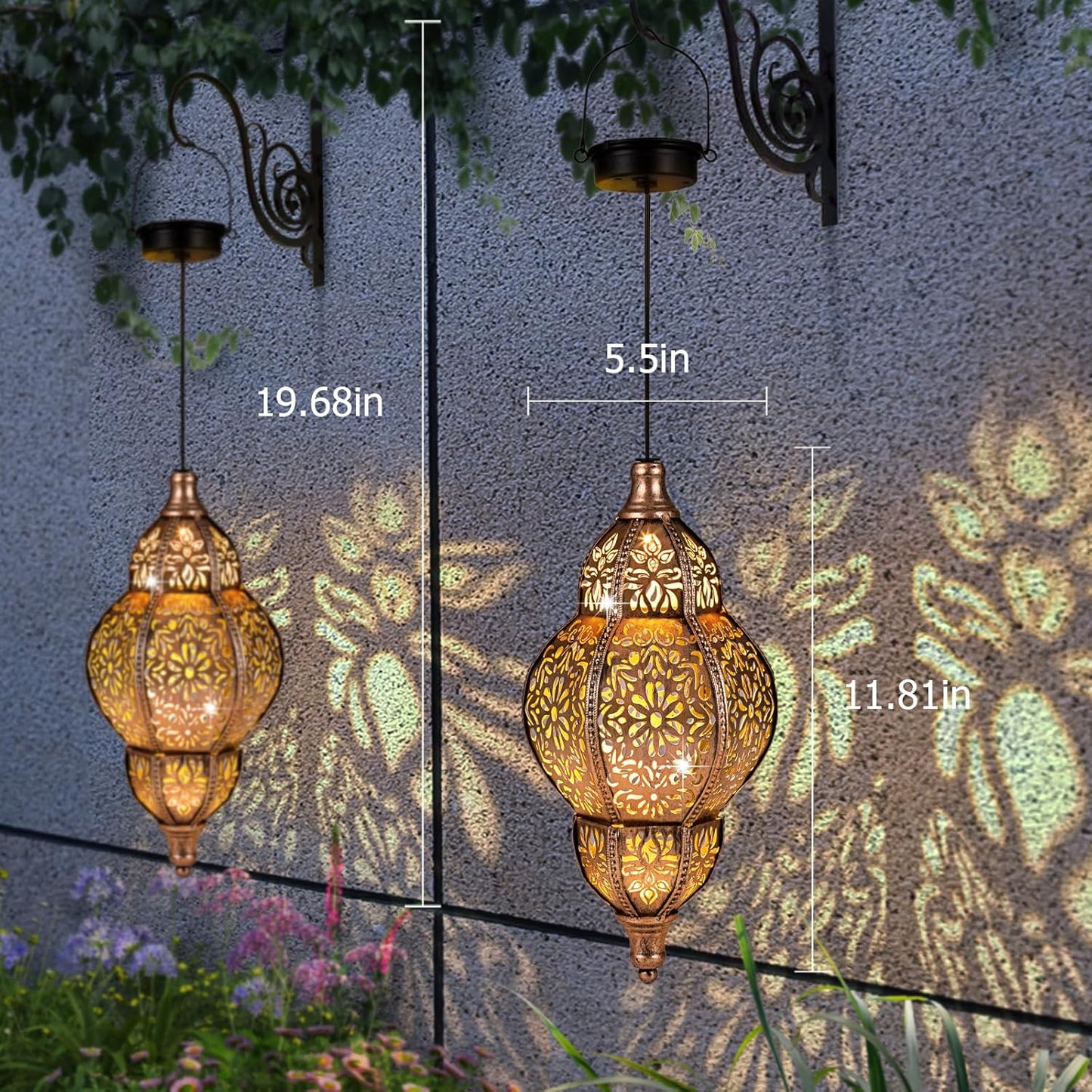 Skiennix Solar Lanterns - Waterproof Hanging Garden Lights for Outdoor Decor | Moroccan Design