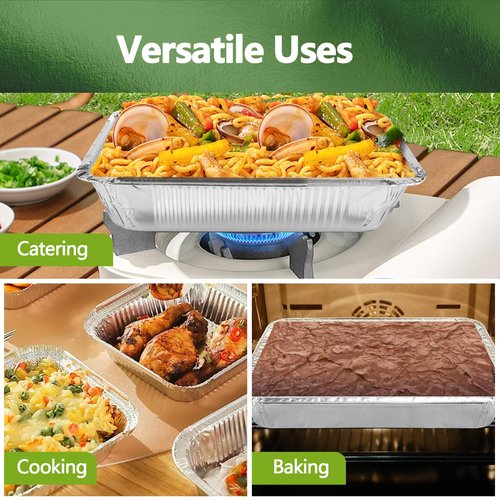 Demiwise Thickened 30 Pack Heavy Duty Aluminum Pans with Lids, 9x13 Aluminum Foil Pans Disposable, Half Size Steam Table Foil Baking Tray for Cooking, Baking, Roasting & Chafing, Carton Packaging