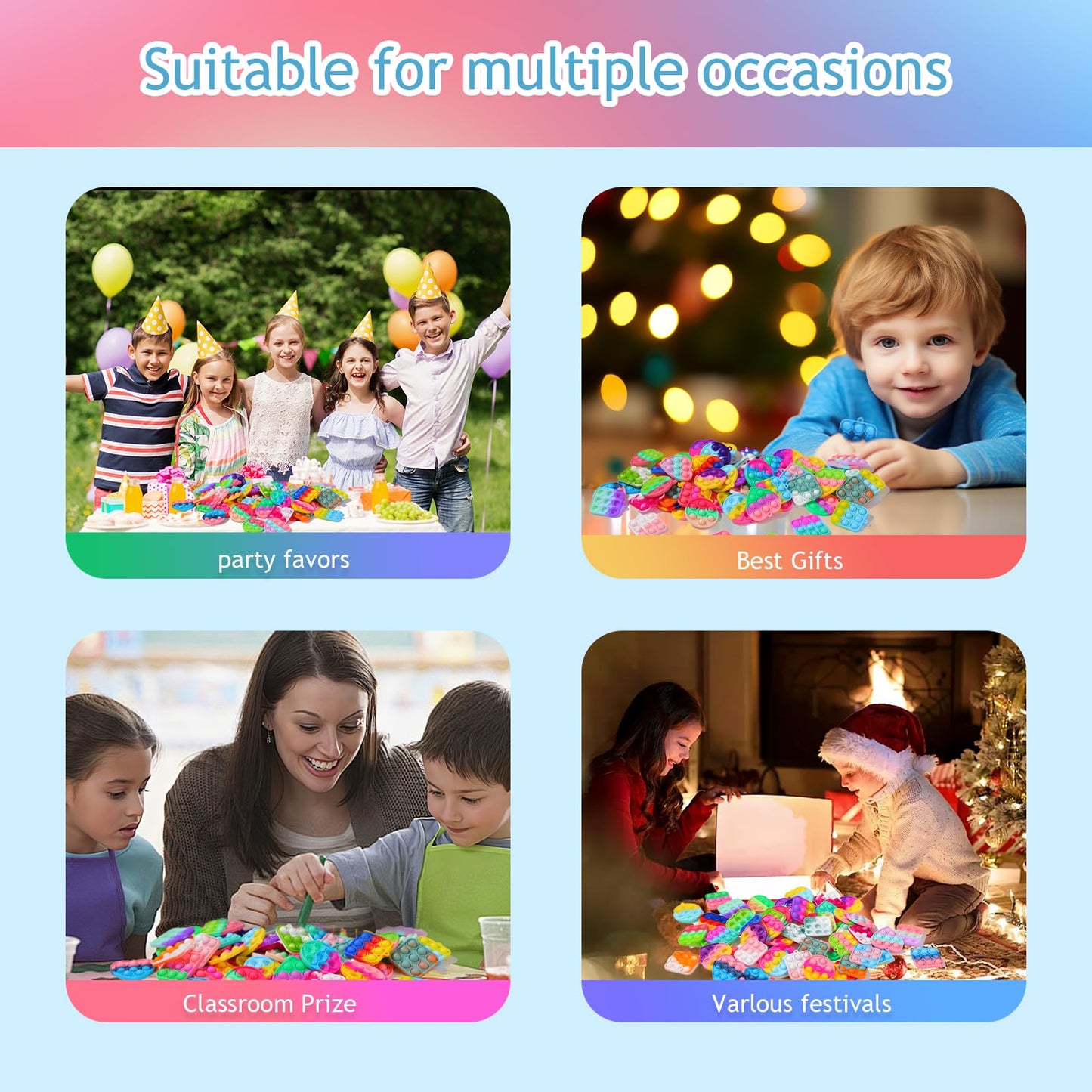 57PCS Party Favors for Kids,Fidget Toys Bulk Its Birthday Party Favors for Toddlers Adult, Small Classroom Prizes Box Fidgets Toys for Kids, Goodie Bag Stuffers, Treasure Chest, Bubbles Poppers