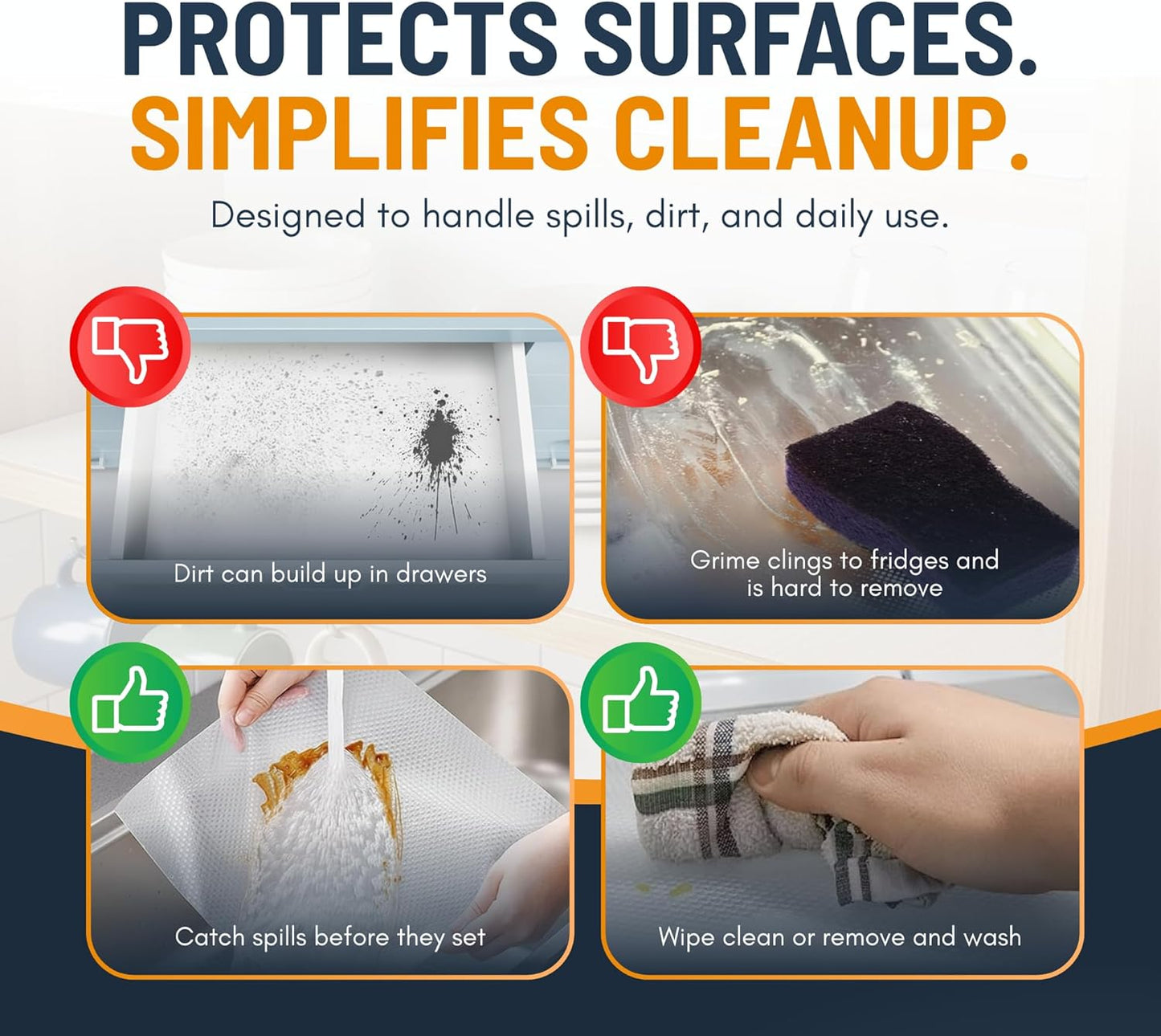 Linda's Essentials Non-Adhesive Shelf Liner - Non-Slip, Easy Clean Kitchen Cabinet Protector | 12 x 120 Inches