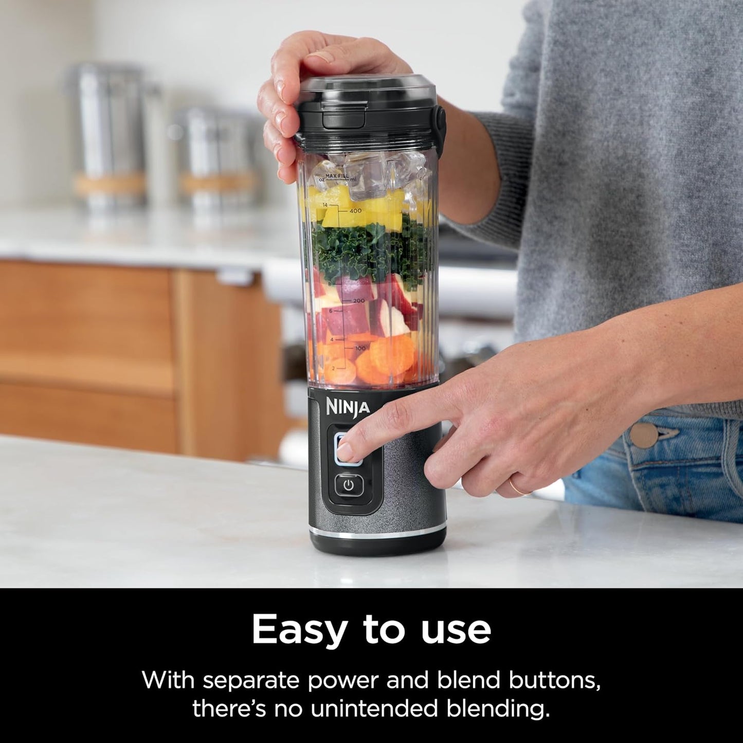 Ninja Blast Portable Blender - Cordless 18oz Personal Blender for Smoothies & Shakes | BPA-Free, Leakproof Lid, USB-C Rechargeable, Black Glitter