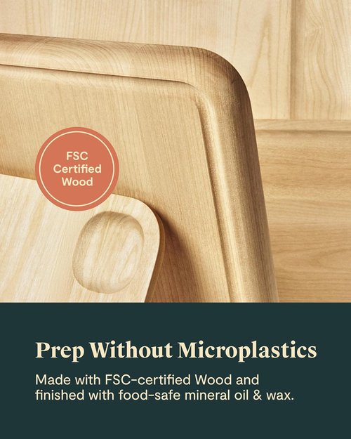 Caraway 4-Piece Double-Sided Wood Cutting Board Set | FSC-Certified Birch | Mineral Oil Finish | Small, Medium, Large