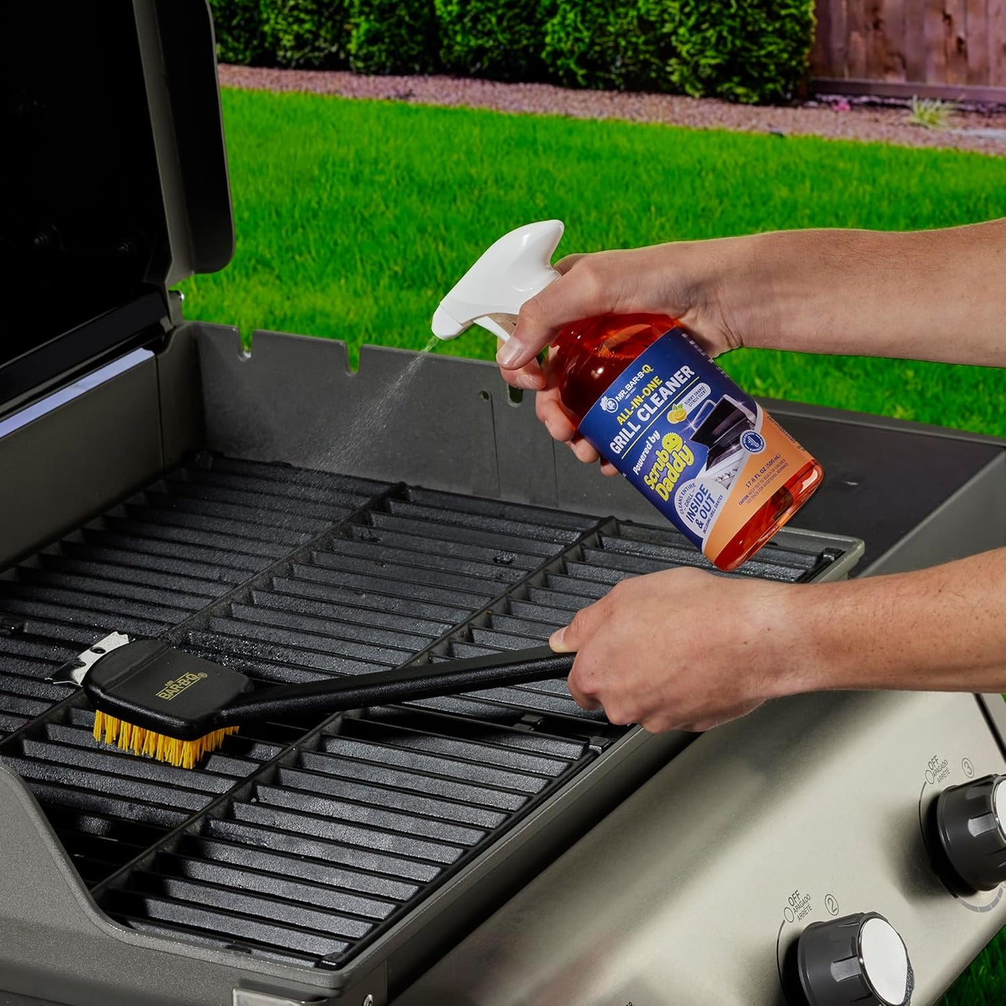 Mr. Bar-B-Q Grill Cleaner - All-In-One Solution Powered by Scrub Daddy for Effortless Cleaning