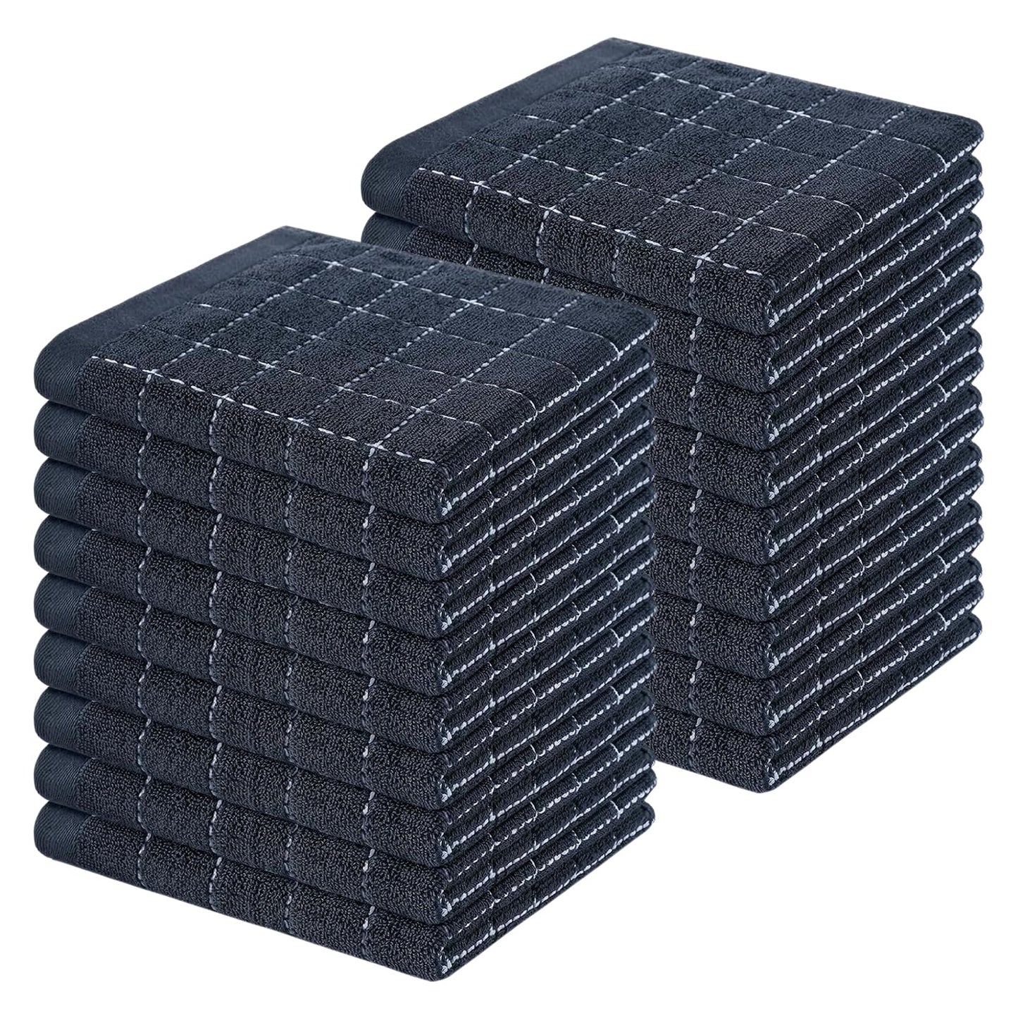 Homaxy 100% Cotton Terry Kitchen Dish Cloths, Ultra Soft and Absorbent Dish Towels for Kitchen, Suitable for Drying and Washing Dishes, 18 Pack, 12 x 12 Inches, Dark Grey