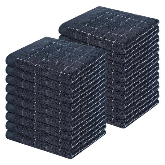 Homaxy 100% Cotton Terry Kitchen Dish Cloths, Ultra Soft and Absorbent Dish Towels for Kitchen, Suitable for Drying and Washing Dishes, 18 Pack, 12 x 12 Inches, Dark Grey