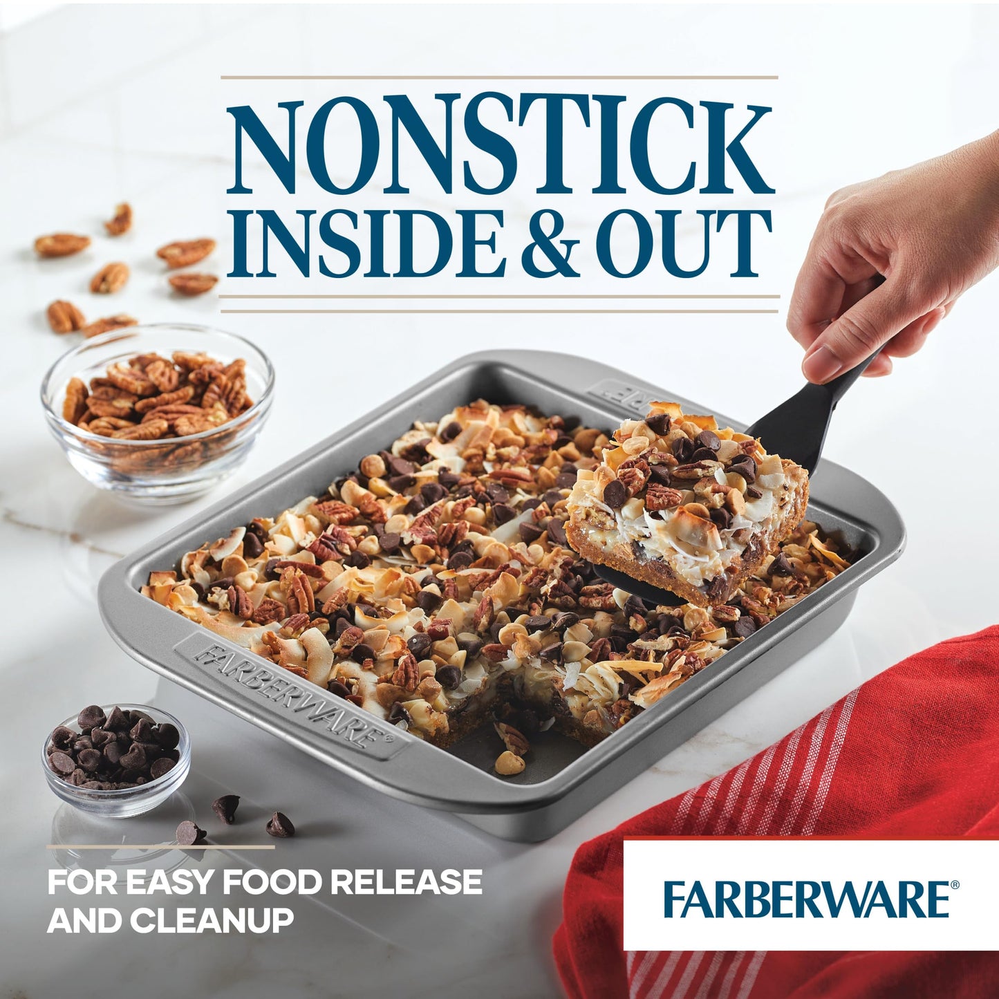 Farberware Nonstick Bakeware 9-Inch Square Cake Pan, Gray
