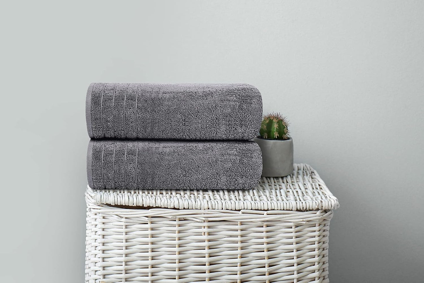 Tens Towels | Extra Large 100% Cotton Bath Towels - Soft, Absorbent & Quick-Drying | 30 x 60 Inches - Dark Grey (Pack of 4)