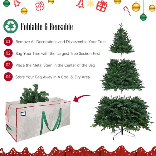 Cosy Family Christmas Tree Storage Bag - Durable 7.5 ft Heavy Duty Extra Large Design with Reinforced Handles & Dual Zippers