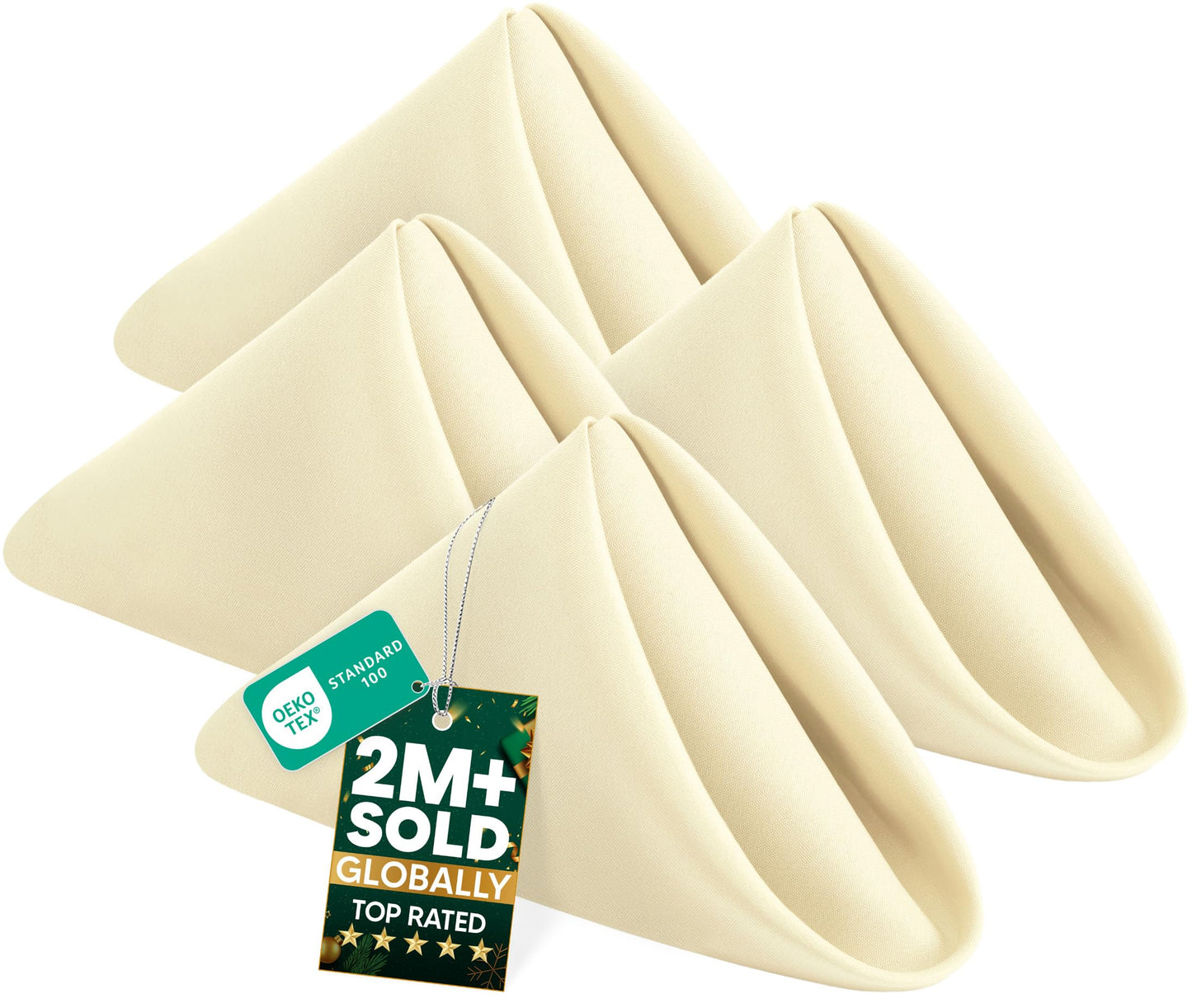 Utopia Home Ivory Cloth Napkins (12 Pack, 18x18 Inches), Ideal Dinner Napkins for Party, Wedding and Lunch/Dinner
