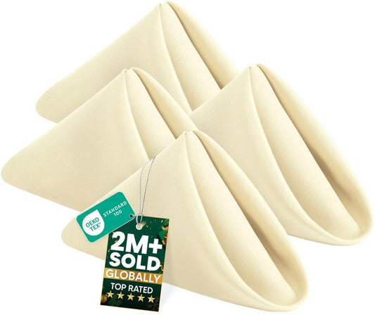 Utopia Home Ivory Cloth Napkins (12 Pack, 17x17 Inches), Ideal Dinner Napkins for Party, Wedding and Lunch/Dinner