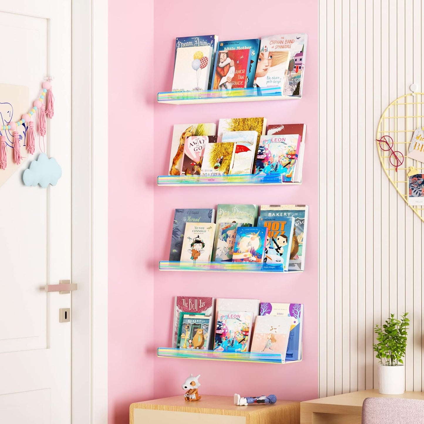 Upsimples Acrylic Wall Shelves - 15" Display Shelf for Perfume & Skincare | Iridescent 2-Pack