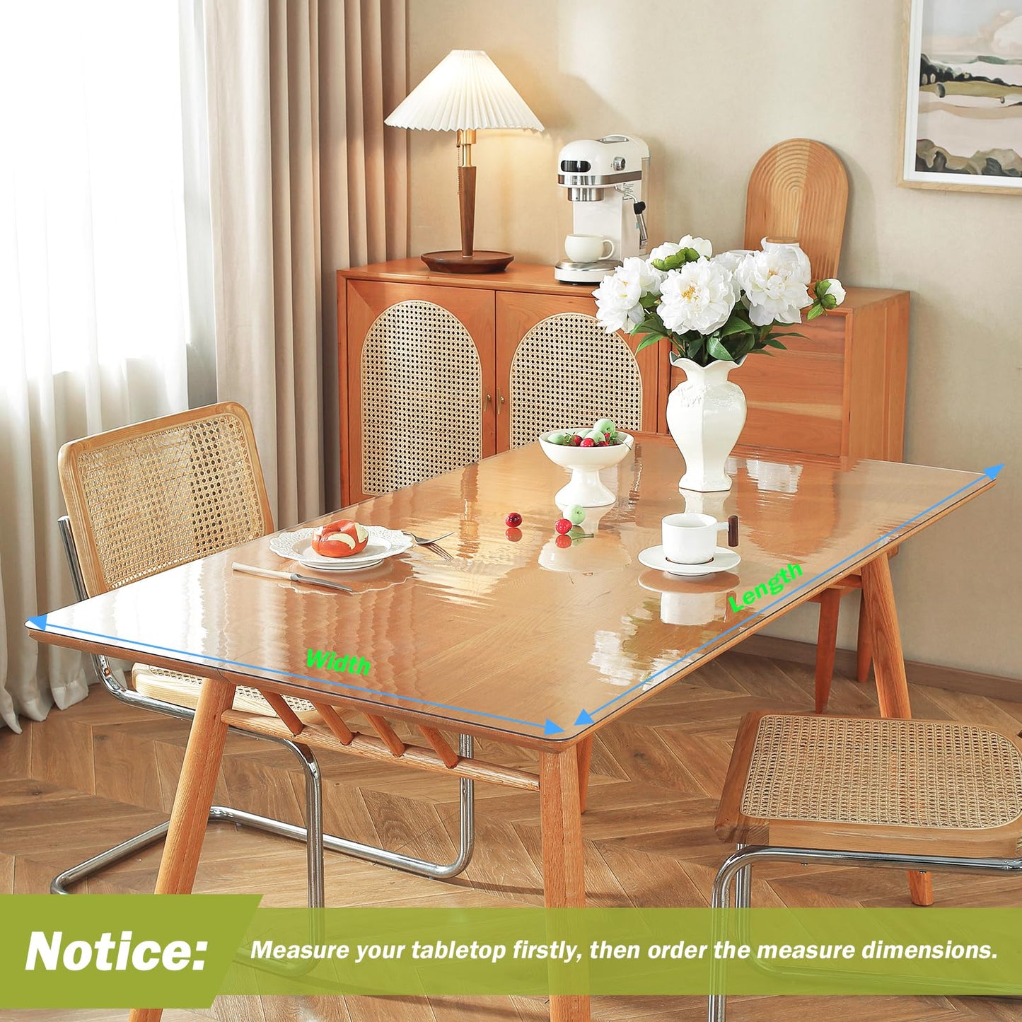OstepDecor Clear Table Protector 36 x 60 Inch, 1.5mm Thick Plastic Table Cover, Waterproof PVC Clear Table Cover Protector, Desk Mat Writing Desk Pad for Desktop, Coffee & Dining Room Tabletop