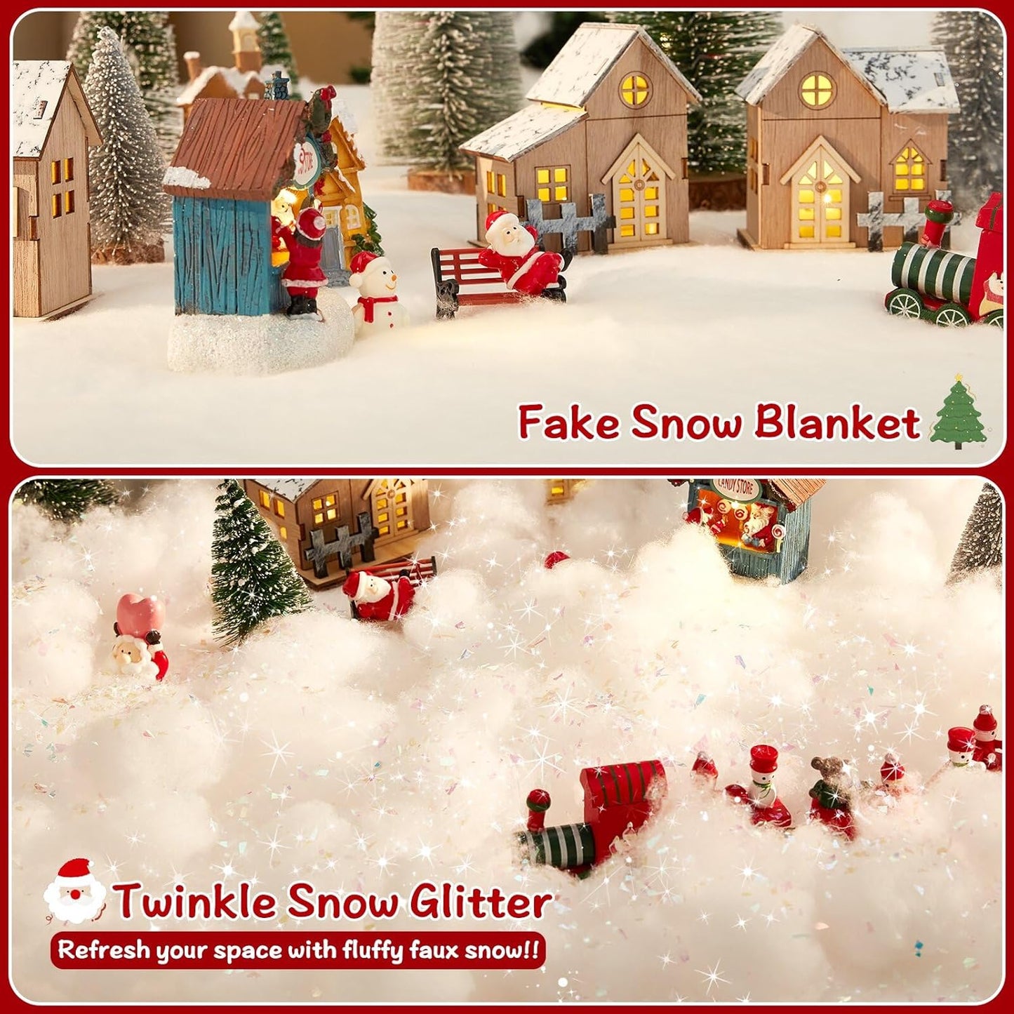 Skiennix 3pcs Artificial Snow | Soft Fluffy Snowflakes for Christmas Tree Decorations & Crafts