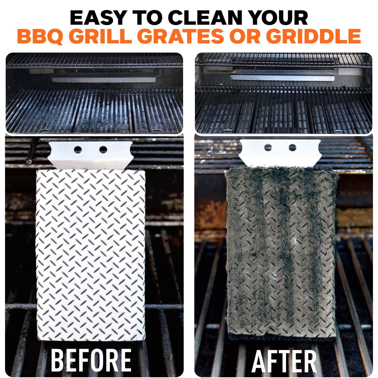 Proud Grill Q-Swiper BBQ Grill Cleaner Set - Bristle-Free Brush & 25 Safe Cleaning Wipes | Perfect for Grease Removal