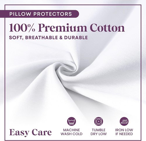 CirclesHome Pillow Protectors - 100% Cotton Zippered Pillowcases | Breathable & Dirt-Resistant (Queen, Set of 4)
