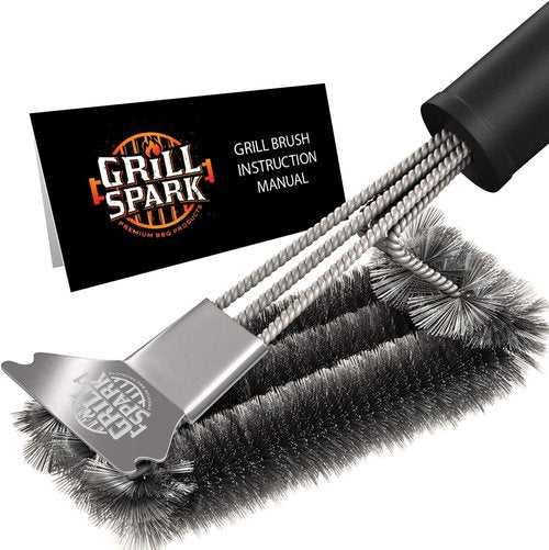 BBQ Grill Brush - 18" Stainless Steel Cleaning Tool | Perfect for Weber Gas, Charcoal & Cast Iron Grates