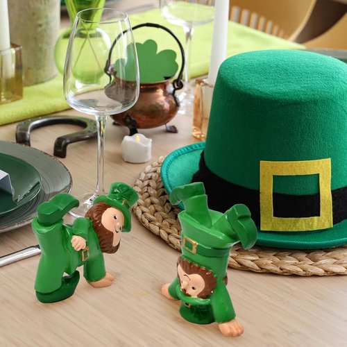 Gift Boutique St. Patrick's Leprechaun Figurines - Set of 3 Mini Irish Resin Decor for Home & Garden