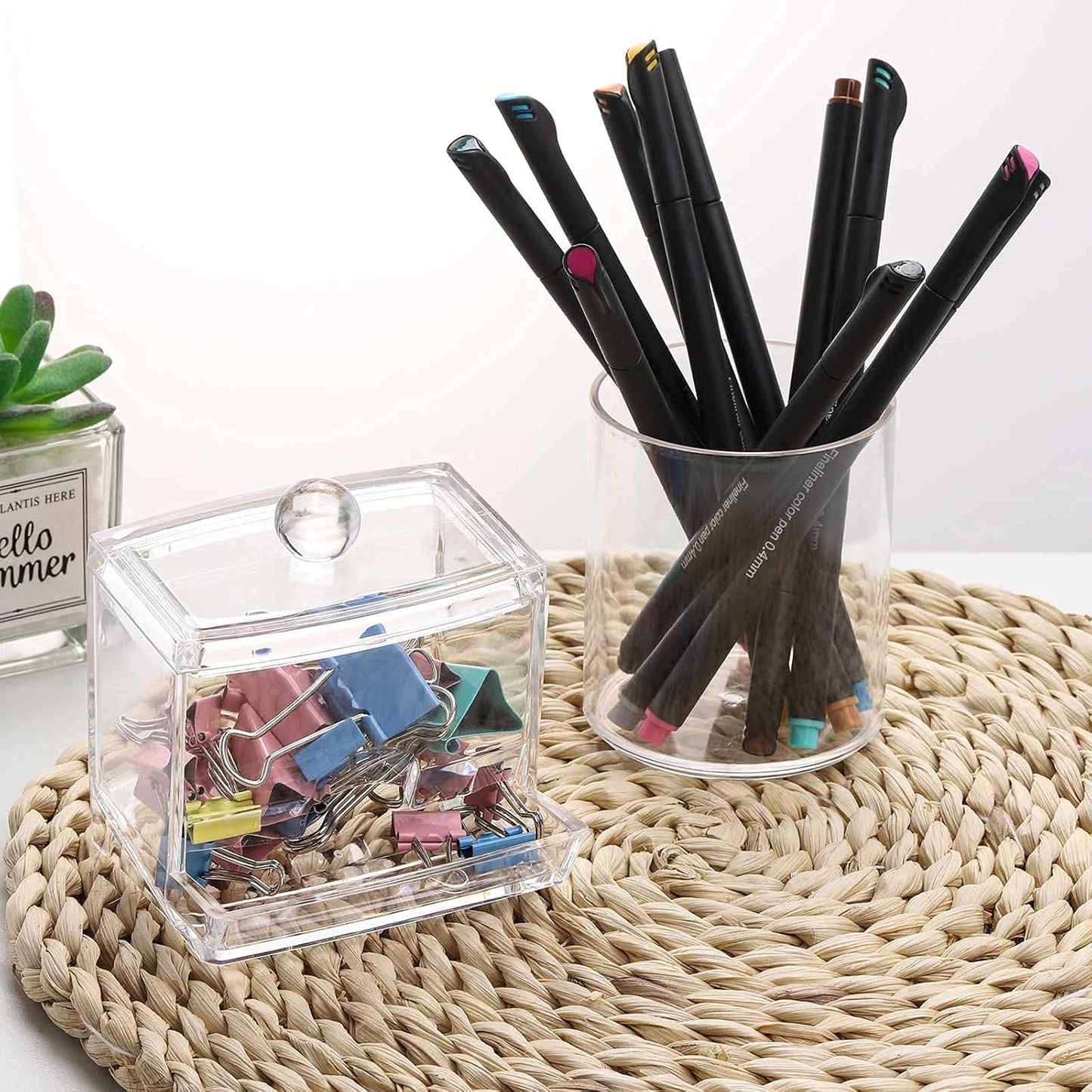 Tbestmax Cotton Swabs Holder - Stylish Bathroom Organizer Jar for Cotton Balls & Swabs | 10/7 OZ, Set of 3