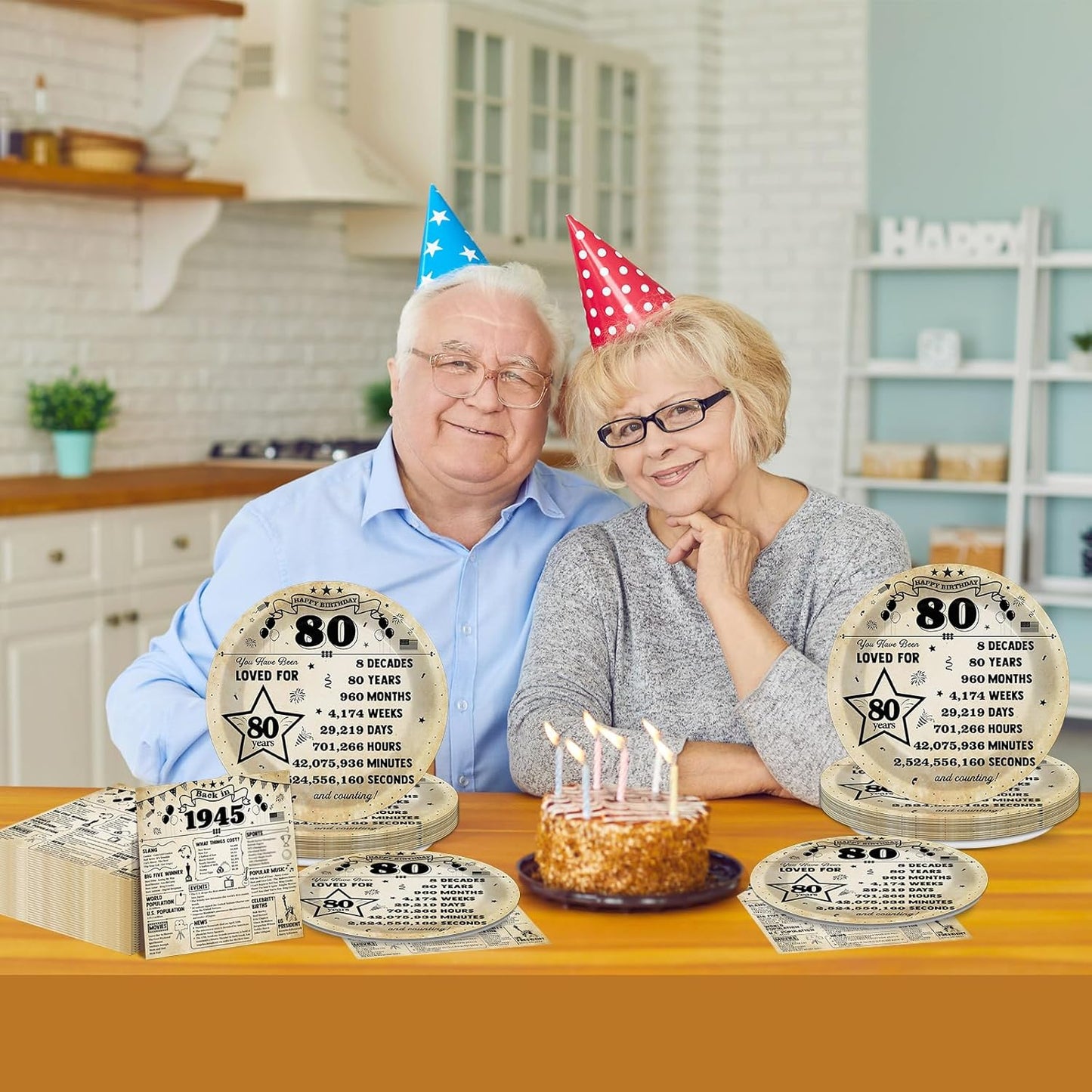Regine Switzerland 80th Birthday Party Plates & Napkins Set - Vintage Theme for 25 Guests
