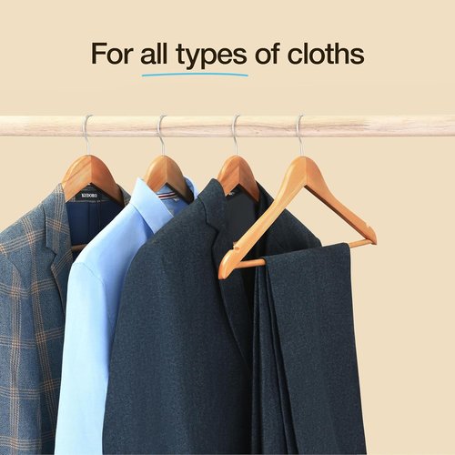 Home It Wooden Hangers 30 Pack - Durable Non-Slip Natural Wood Coat Hangers with Chrome Swivel Hook