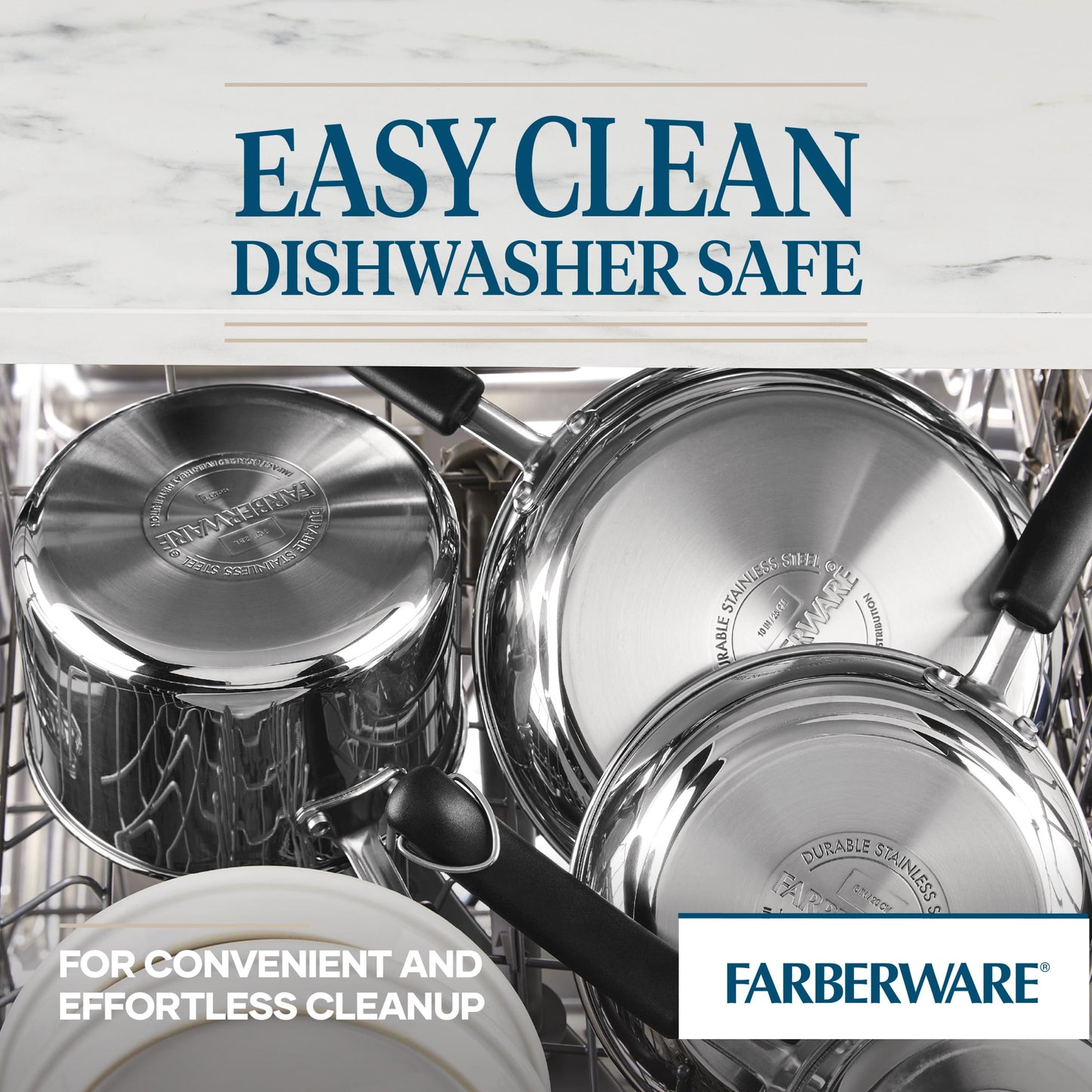 Farberware Brilliance Stainless Steel Saucepan/Saucepot with Glass Lid, 3 Quart, Dishwasher Safe and Induction Ready, Compatible with All Cooktops, Stainless Steel
