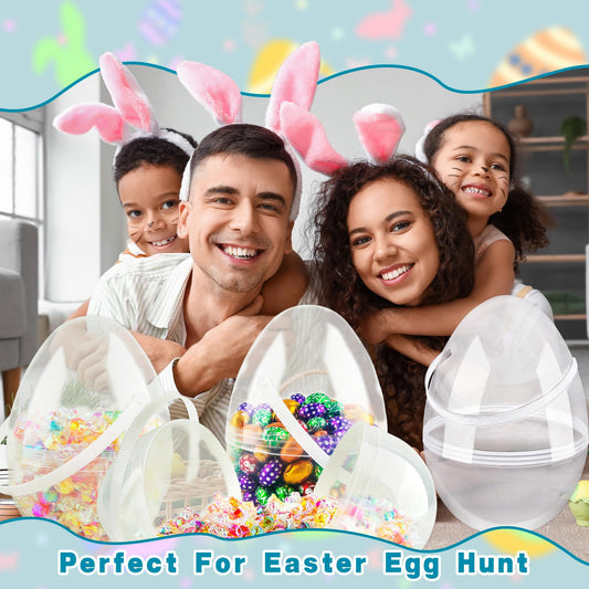 8 Pcs 6 Inch 8 Inch 10 Inch Jumbo Clear Easter Eggs with Handles Large Transparent Easter Eggs Empty DIY Plastic Egg for Adult Kids Easter Party Decor