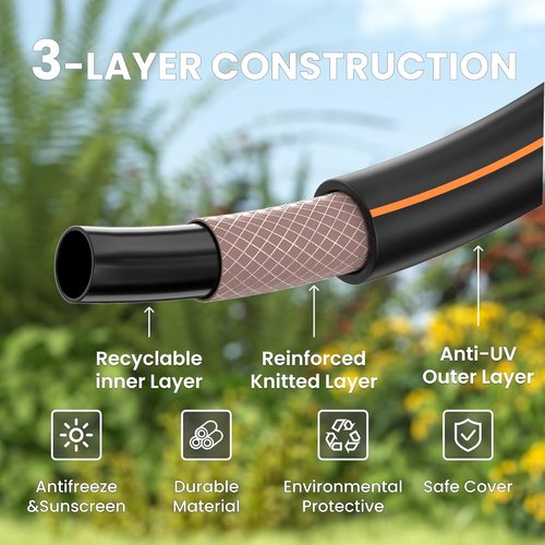 Giraffe Tools Garden Hose - 100ft Heavy Duty Flexible Hybrid Hose with Swivel Handle | Lightweight Design