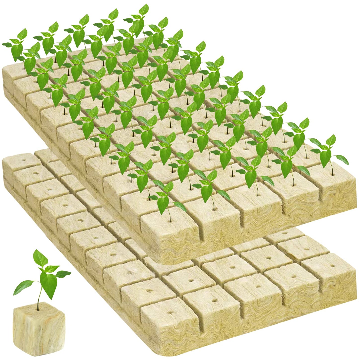 Legigo 1 Inch Rockwool Cubes Seed Starter Plugs for Hydroponics, RockWool Planting Grow Cubes for Hydroponic Tower Garden Soilless Cultivation Plants Germination Cutting Clone (2 Sheet, 100 Plugs)