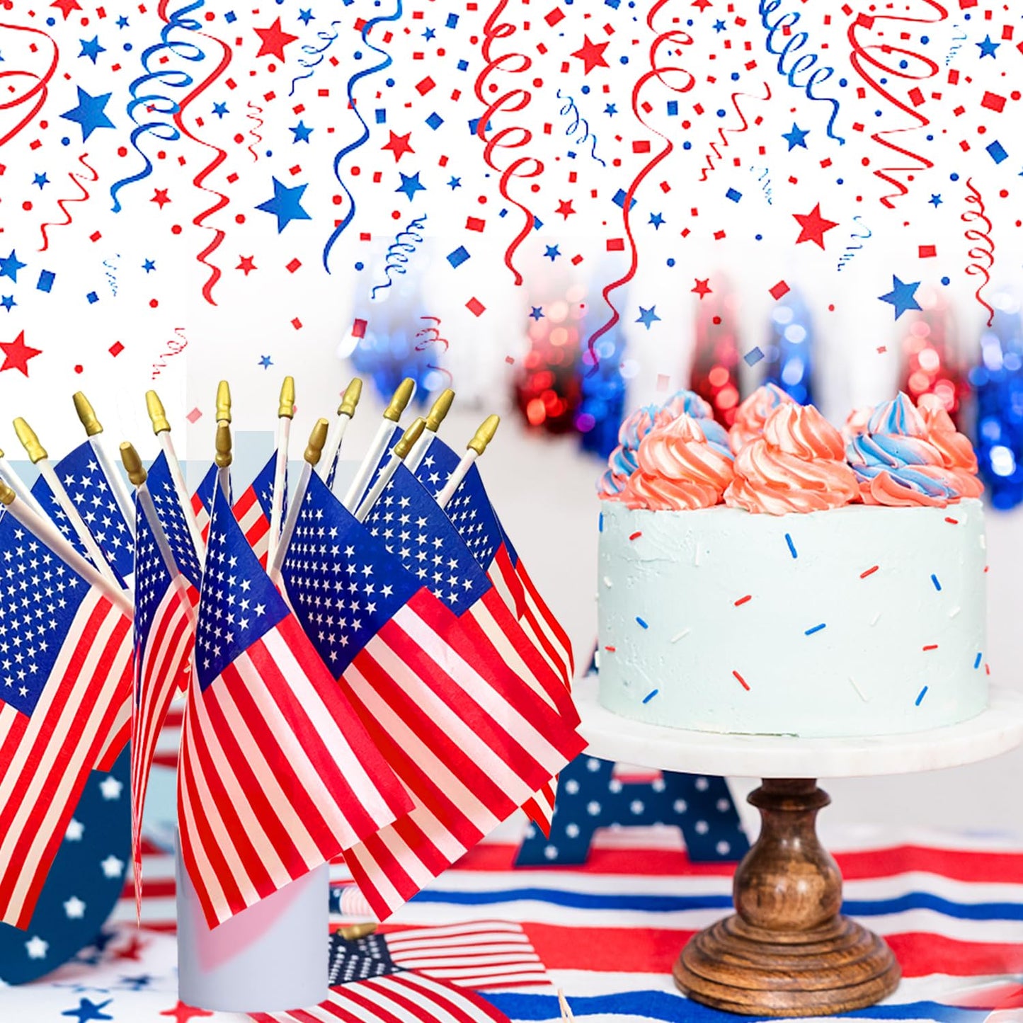 AhfuLife 15 Pcs American Mini Hand Held Flags for USA 250 Years Anniversary, 4×6 Inch USA Stick Flag with 10.5" Pole for World Cup Decor 2026, Independence Day, Sports Event Party Street Decor