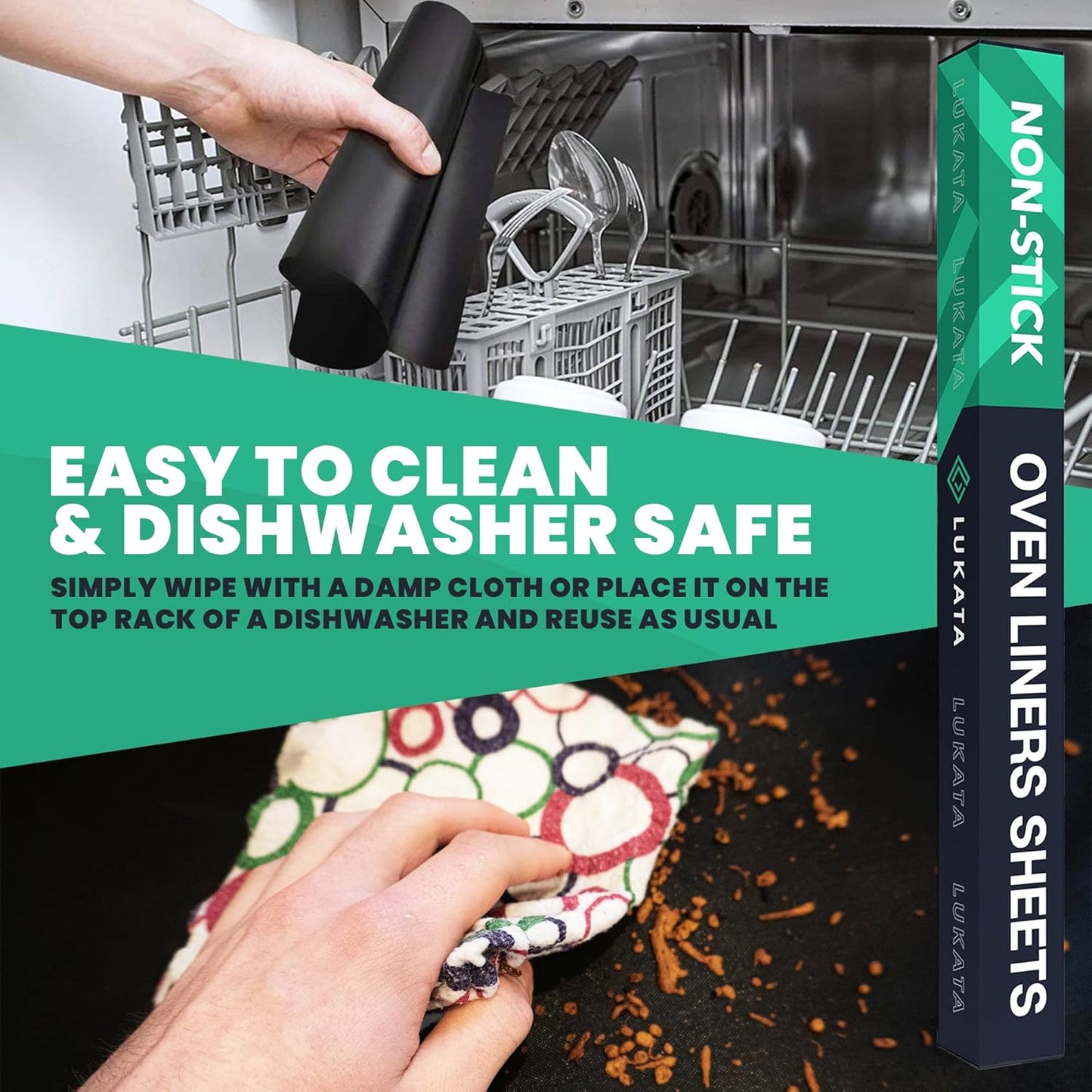 Skiennix Oven Liners - Heavy Duty Non-Stick Mats, 17”x25” | 2 Pack BPA & PFOA Free Kitchen Accessory