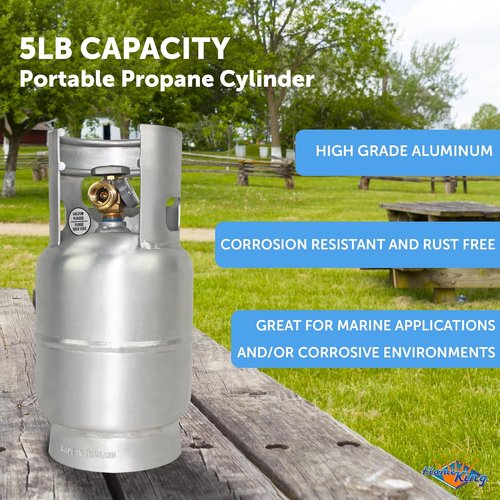 Flame King 5LB Aluminum Propane Tank - Lightweight, Corrosion-Resistant with Gauge & OPD Valve | Ideal for Grills, BBQs & Camping