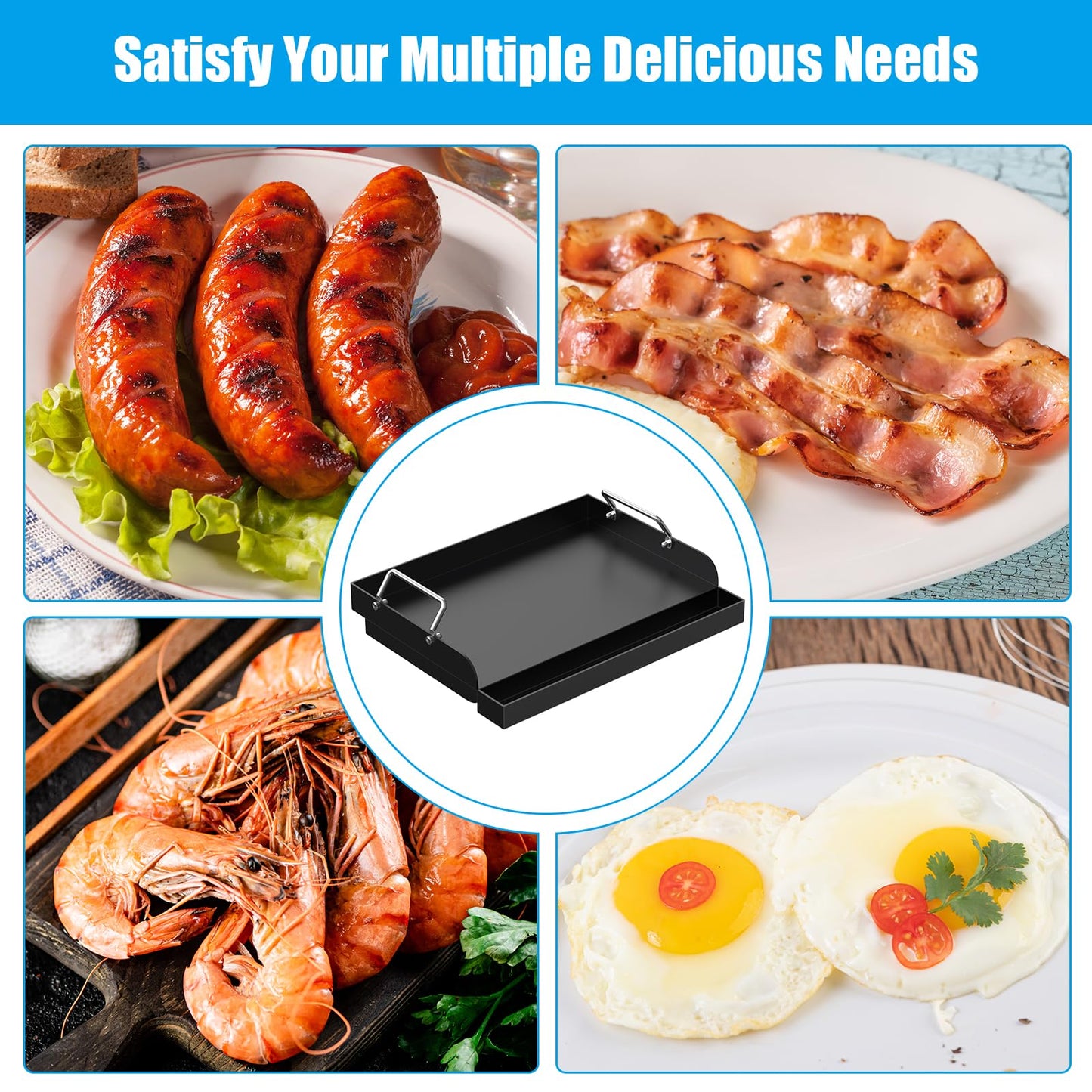 WEBROIL Nonstick Coating Cooking Griddle Insert for Gas Grill, 17" x13" Universal Griddle Flat Top Plate with Removable Handles for Charcoal/Gas Stove/Electric, Large Griddle Plate for Outdoor Grill