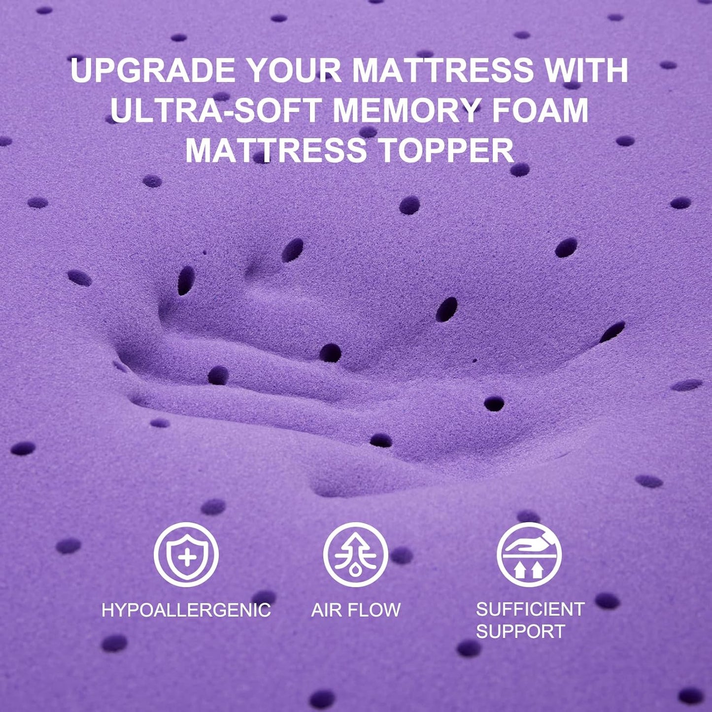 SINWEEK Gel Memory Foam Mattress Topper - Ventilated & Soft Pressure Relief - Twin Size, CertiPUR-US Certified