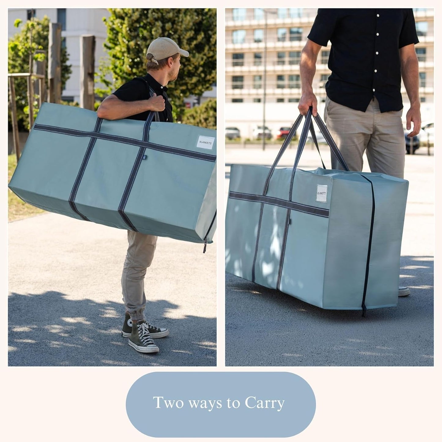 VENO Extra Large Moving Bags - Heavy Duty Storage Solution | Ideal for College & Holiday Packing (Light Blue Matte, 2 Pack)