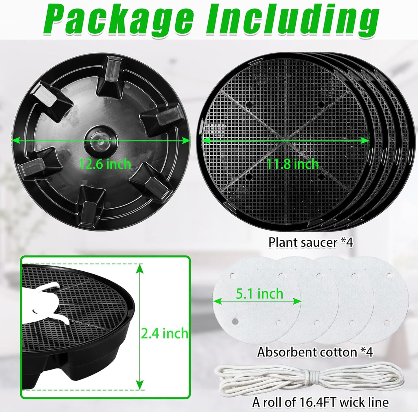 Skiennix Self-Watering Plant Saucer - Auto-Irrigation System for 5 Gallon Fabric Pots | 4 Pcs Set