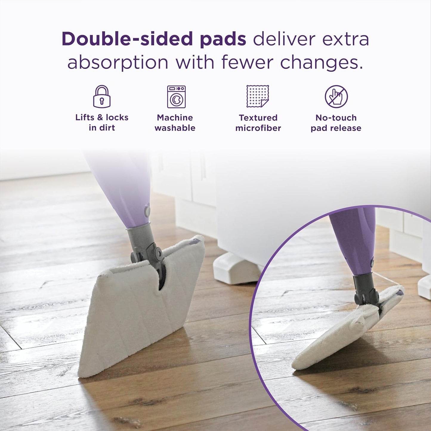 Shark Steam Pocket Mop - Lightweight Steam Cleaner for Sealed Hard Floors | 2 Washable Pads, Purple, S3501