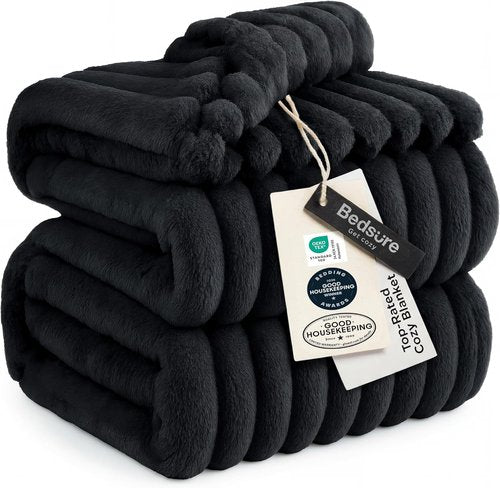 Bedsure GentleSoft Blanket - Cozy Black California King Size Throw, 102x96 Inches for Ultimate Comfort
