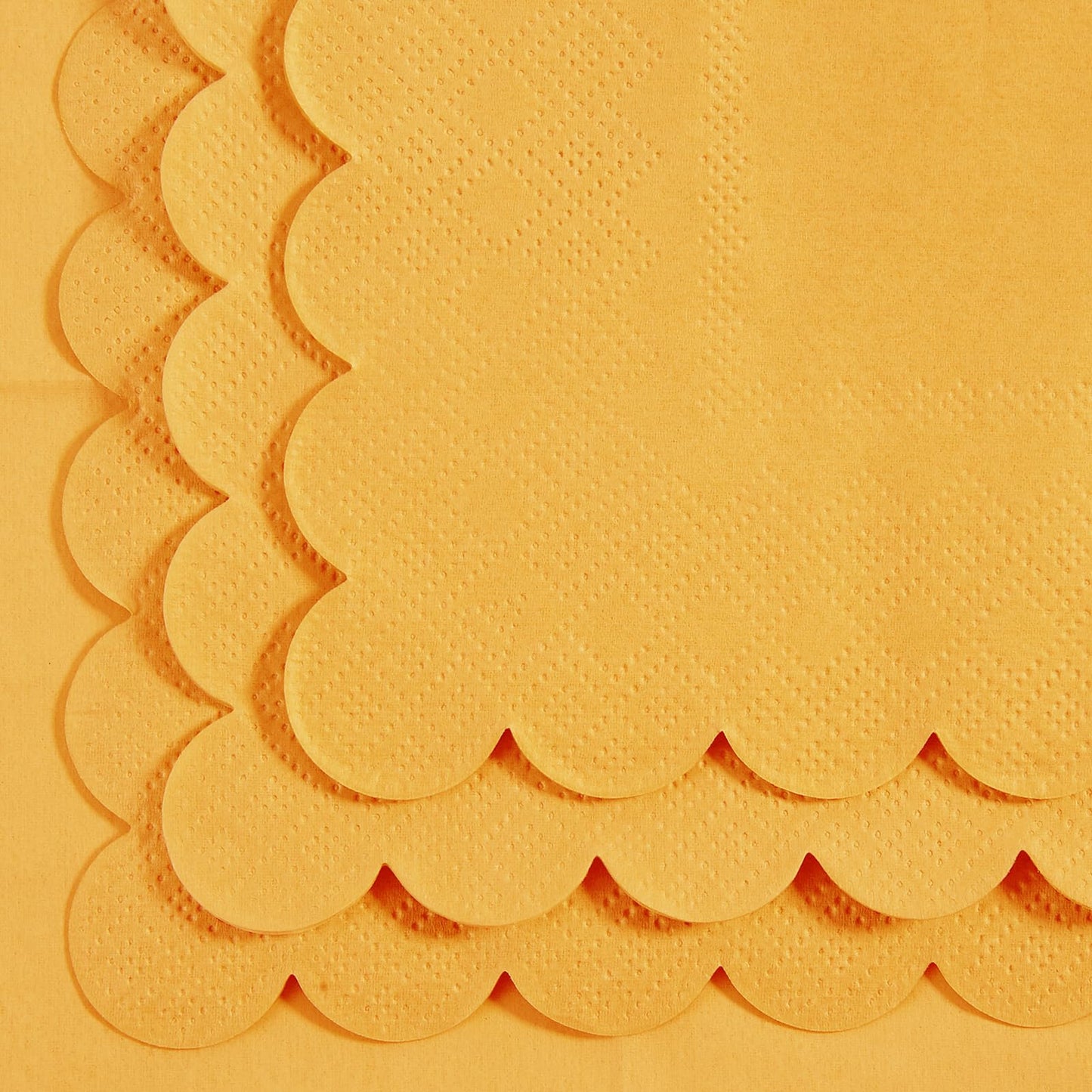 100 Pack Cocktail Napkin 2-Ply Scalloped Edged Dessert Napkins Folded 5 x 5 Inches Disposable Napkins for Dinner Wedding Birthday Party Bridal Anniversary Reception Event (Yellow)