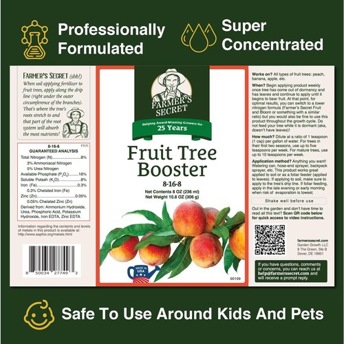 Farmer's Secret Fruit Tree Booster Fertilizer - Super Concentrated & Phosphorus Rich | 8oz for All Fruit Trees
