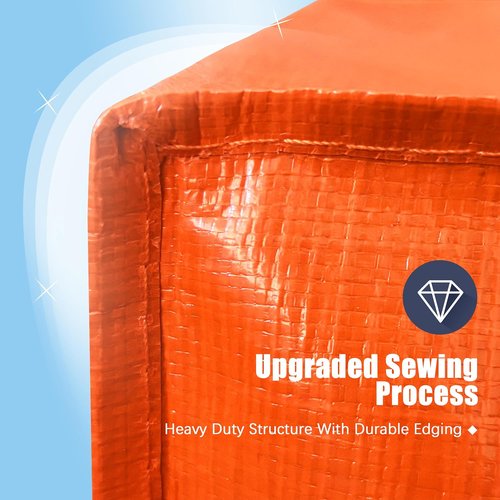 HOMESURE Large Water-Resistant Moving Bags - 8 Pack Heavy-Duty Storage Totes with Zippers & Handles | Space-Saving Design (Orange)