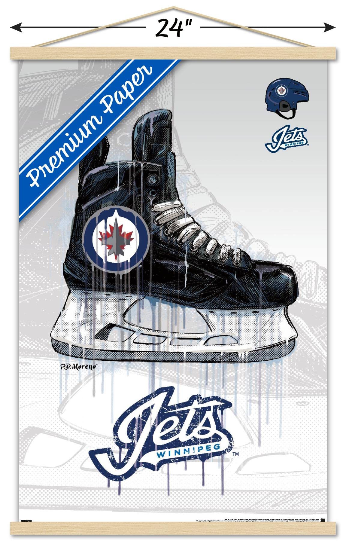 Trends International NHL Winnipeg Jets - Drip Skate 21 Wall Poster, 22.375" x 34", Premium Print and Beechwood Hanger Bundle