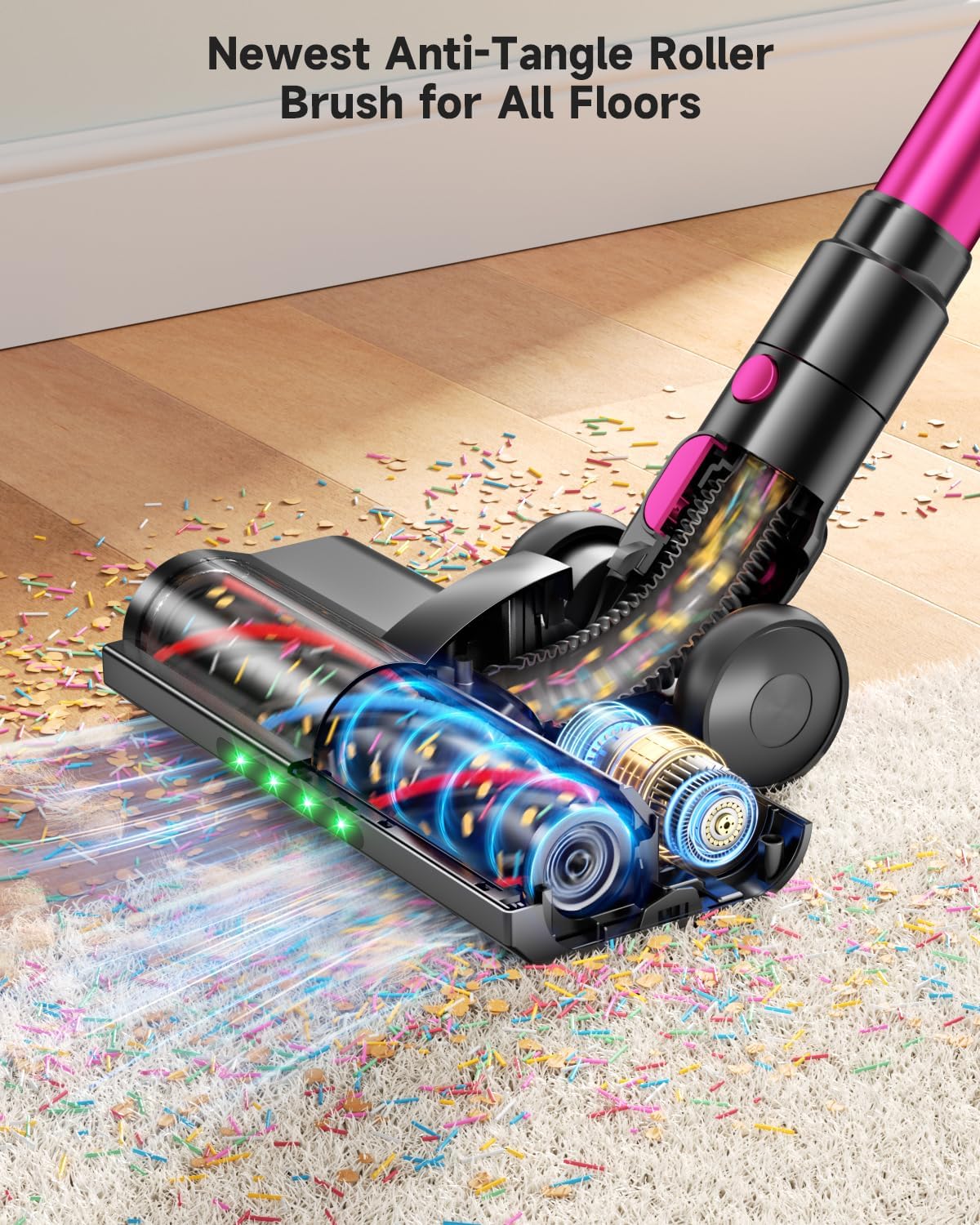 MYUAKO Cordless Vacuum Cleaner - 650W Powerful Suction, 75-Minute Runtime, 2L for Hardwood & Carpets