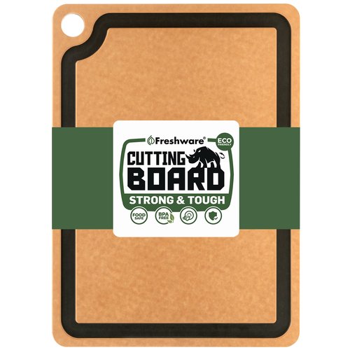 Cutting Board for Kitchen Dishwasher Safe, Wood Cutting Board, Premium Wood Fiber, Juice Grooves, Non-Porous, Reversible, Extra Large, 17.3 x 12.8-inch, Natural Slate