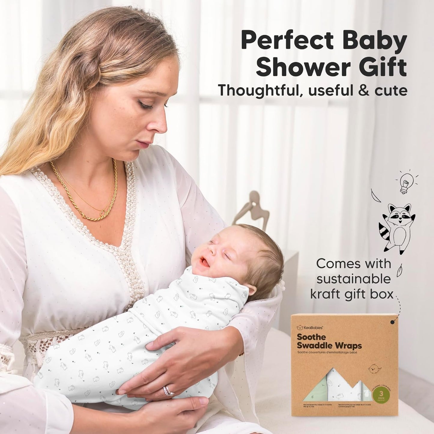Organic Baby Swaddle Sleep Sacks by 3-Pack | Soft & Snug for Newborns 0-3 Months | Adorable Bunnies Design