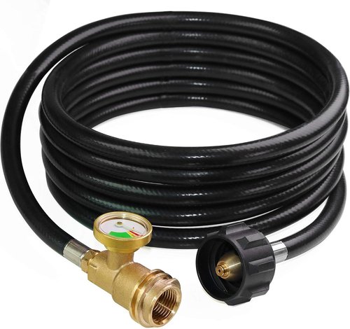 DOZYANT 12 Feet Propane Tank Hose Extension - Gauge Included for Gas Grills, Heaters & Appliances