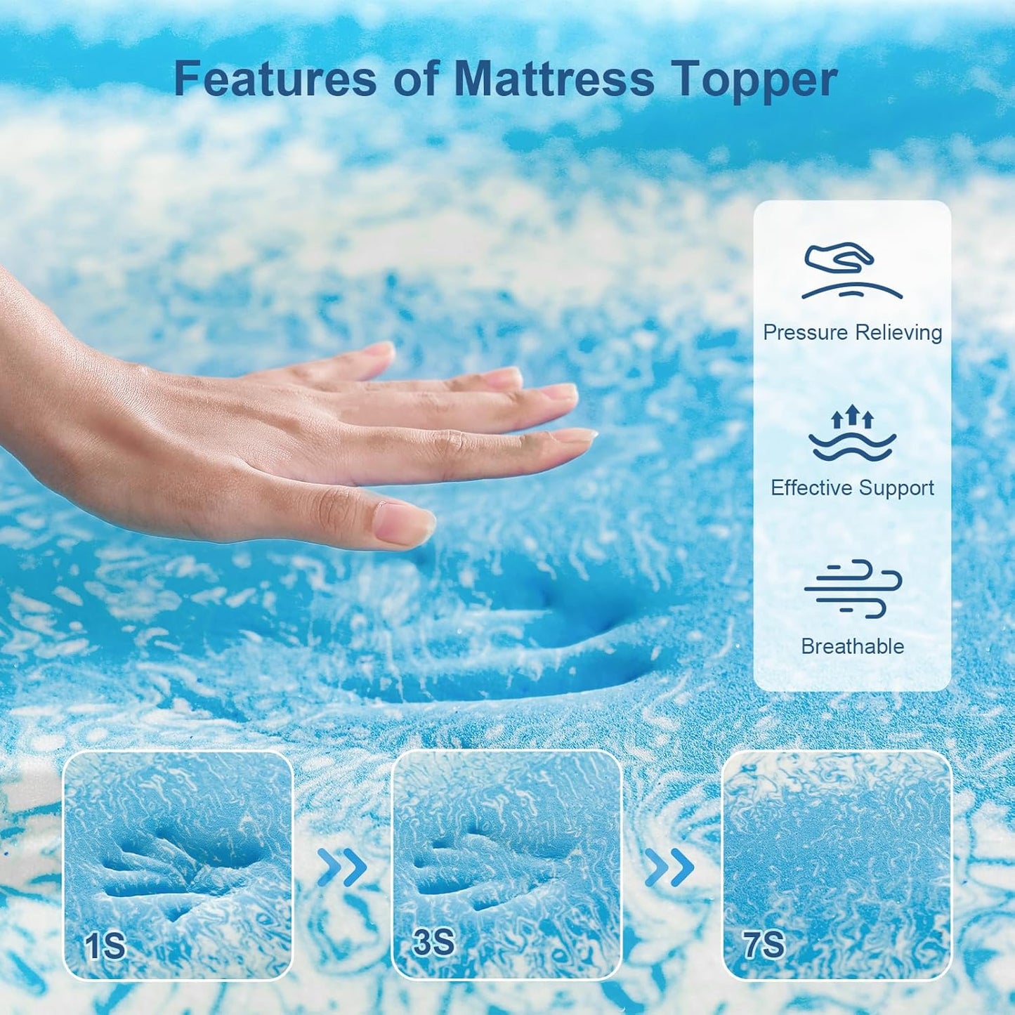 Skiennix Gel Memory Foam Mattress Topper - Twin Size Cooling Bed Topper for Back Pain Relief