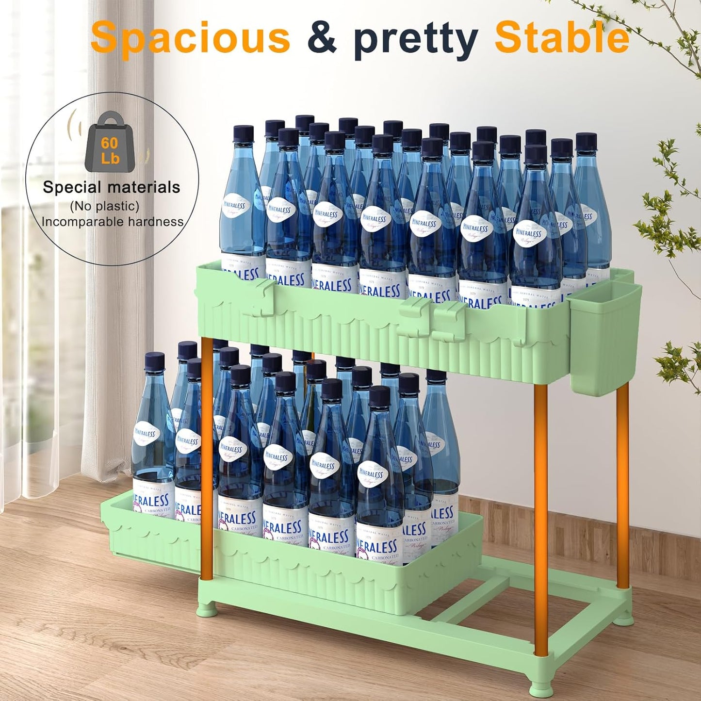 Sevenblue 3-Pack Under Sink Organizers - 2-Tier Kitchen & Bathroom Storage with Sliding Drawers | Green, 14.8 Inch